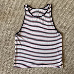 American Eagle High Neck Crop - Red/Black Stripe